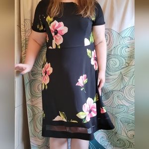 Black Dress with Pink and White Flowers